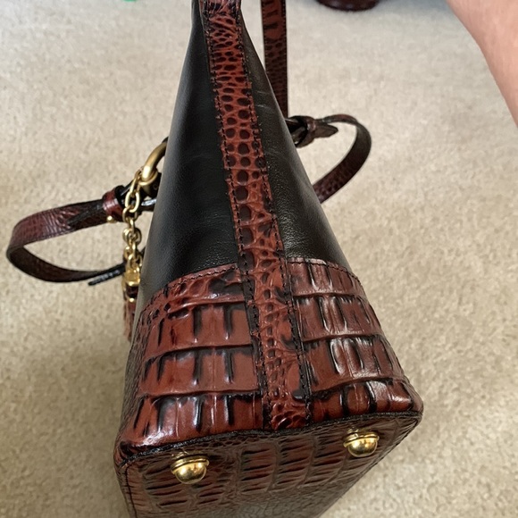 Brahmin Asher Satchel Tote Black Brown Crocodile Embossed Leather Purse - Picture 11 of 17